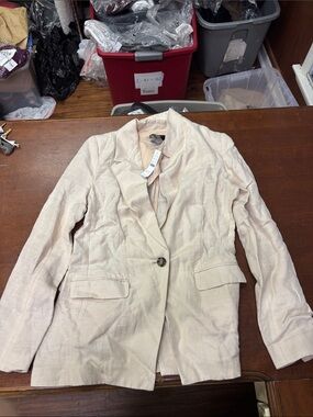 J Crew Women's Lightweight Single-Button Blazer Jacket - Cream Size T2